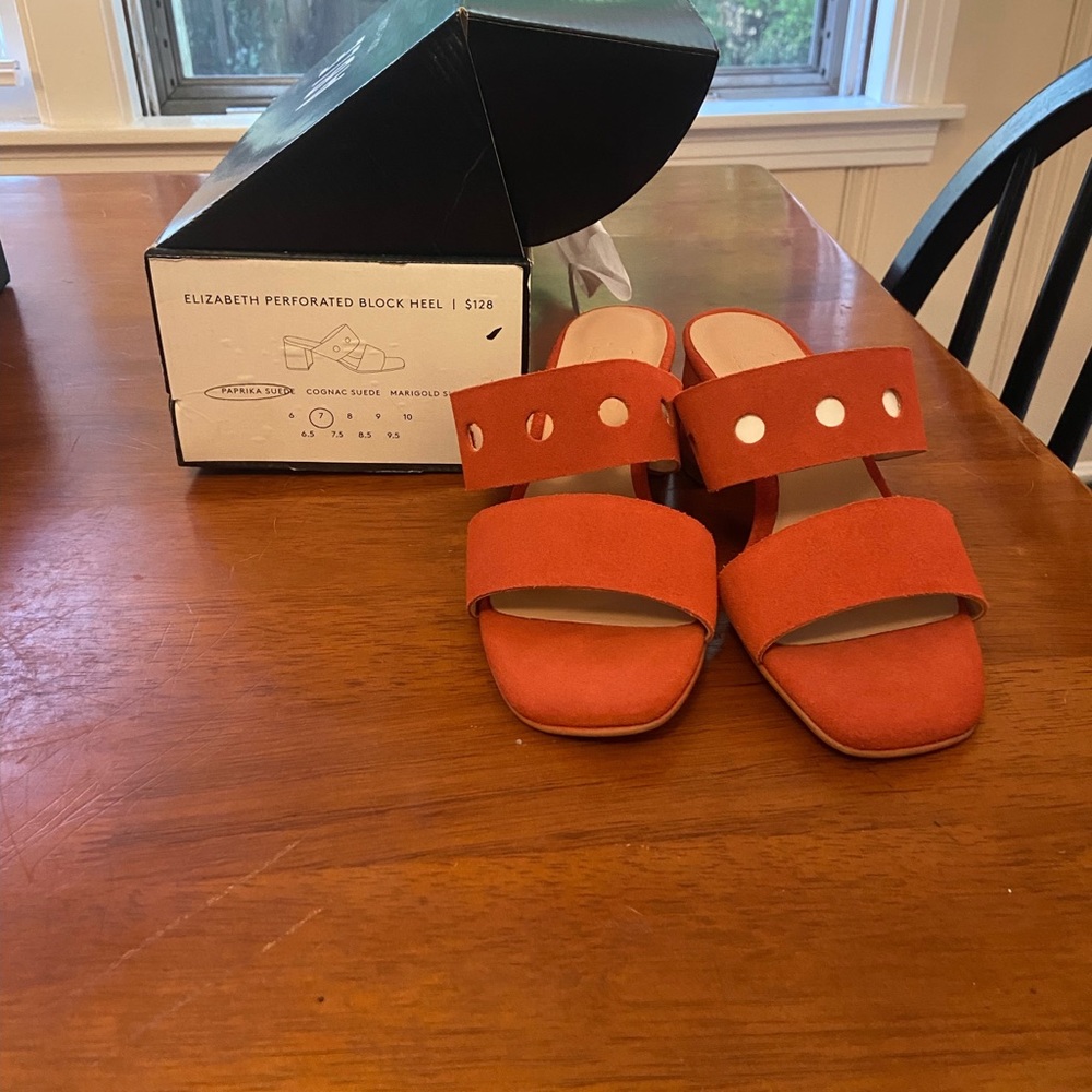 ❗️Brand new in box Able Perforated Block Heel size 7 in Paprika Suede❗️